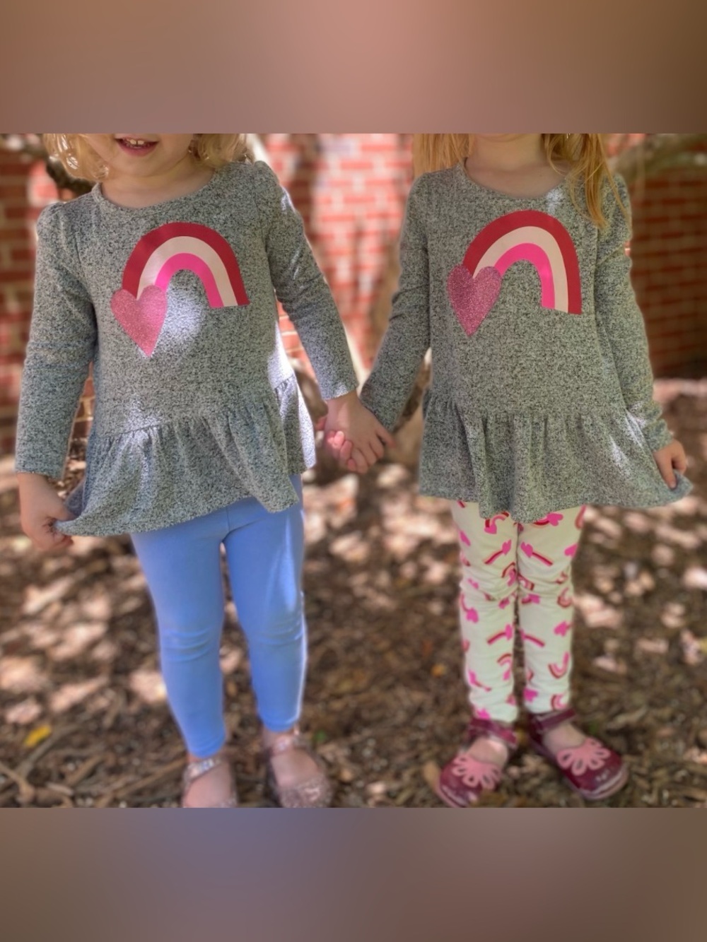 One Cat & Jack peplum Gray Long Sleeve Top with Rainbow and Heart Sz 4t